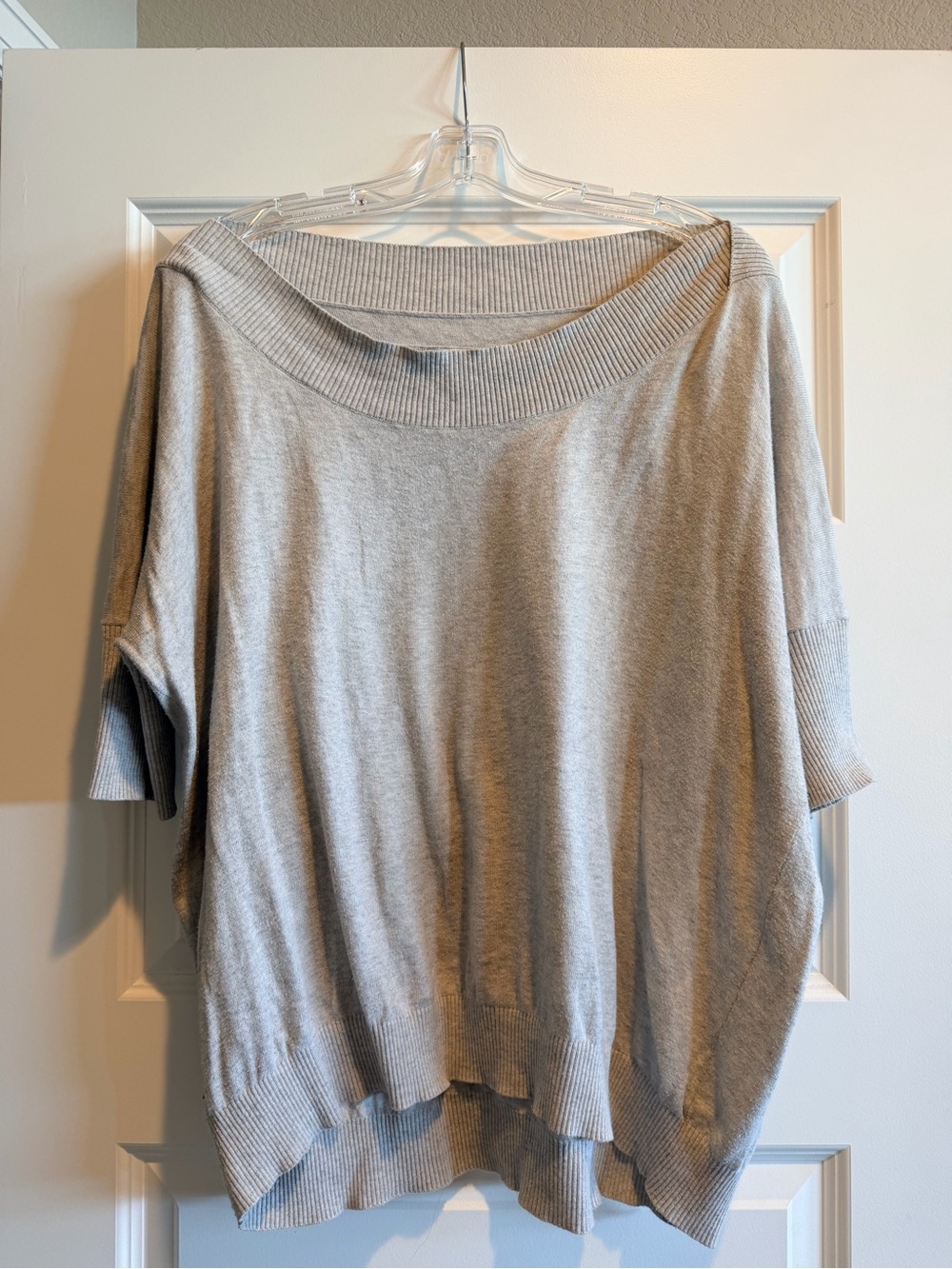 CAbi Light Gray Off-the-Shoulder Sweater Top